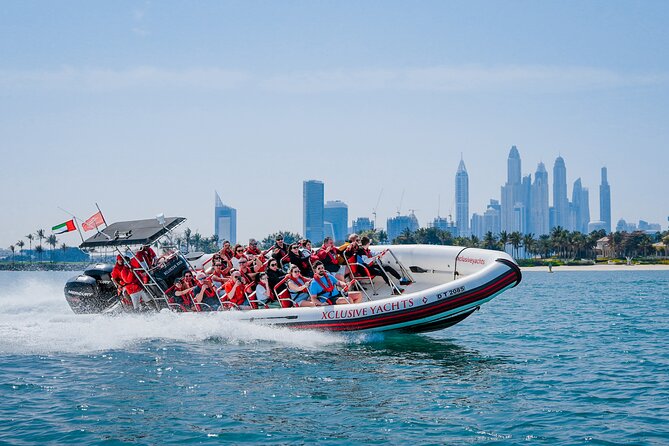 90 Minutes Speedboat Tour: Marina, Atlantis, Palm & Burj Al Arab - Leaving Dubai Marina by RIB