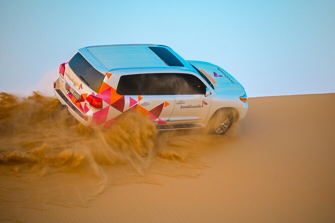 Abu Dhabi Evening Desert Safari - Private car Dune bashing & BBQ - Sunset from the dunes