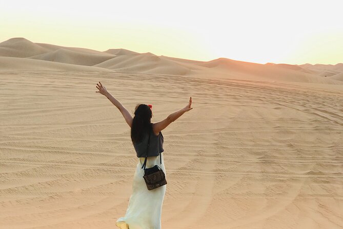 Abu Dhabi Private Desert Camping With BBQ Dinner - Sunset, golden sand, and dune bashing