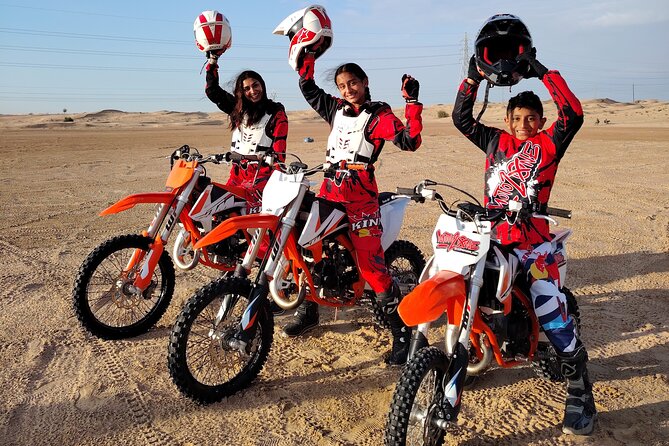 Adult Desert Motorbike Training in Dubai - Bikes and safety equipment