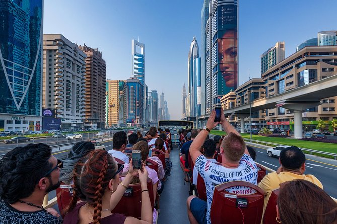 Big Bus Dubai Hop-On, Hop-Off Sightseeing Tour by Open-Top Bus - Dubai Frame and the route back toward Downtown