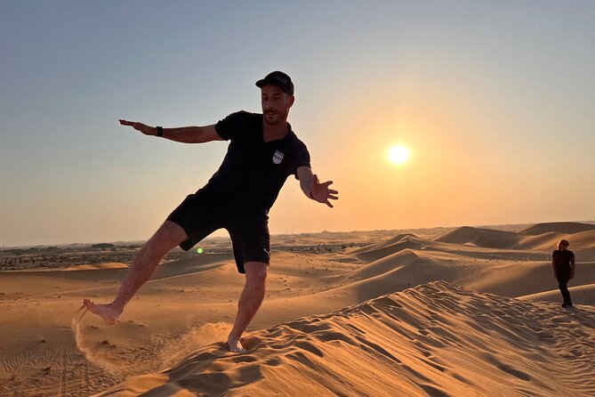 Desert Safari with Dune Bashing and Camel Ride plus Sand Boarding - Arabic coffee, dates, and the Bedouin-style camp