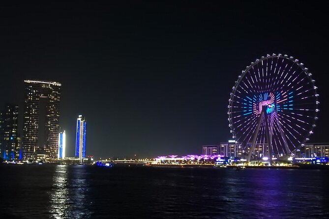 Dubai 5 Star Marina Dhow Cruise Dinner with Transfers - Cayan Tower and the Bluewaters view