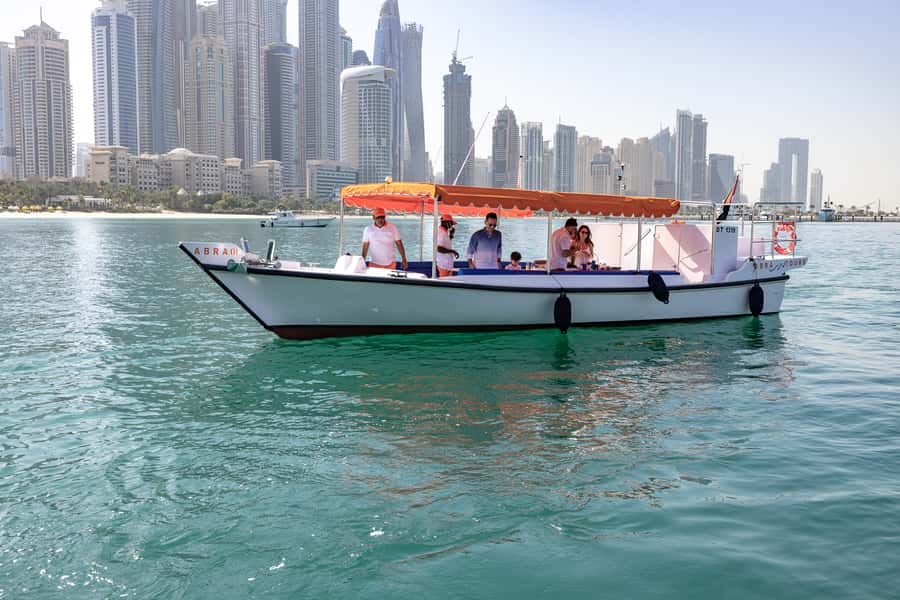Dubai: Abra Boat Tour in Dubai Marina, Ain Dubai, JBR - Jumeirah Beach Residence from the sea