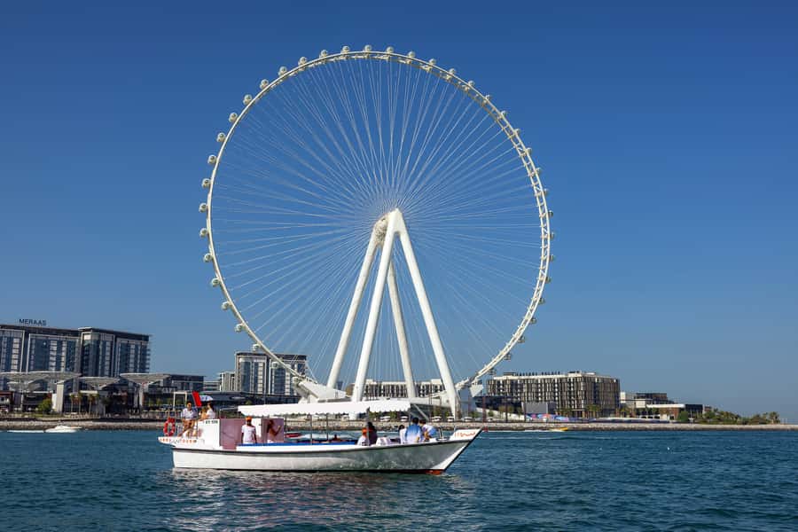 Dubai: Abra Boat Tour in Dubai Marina, Ain Dubai, JBR - Sunset, music, and onboard comfort