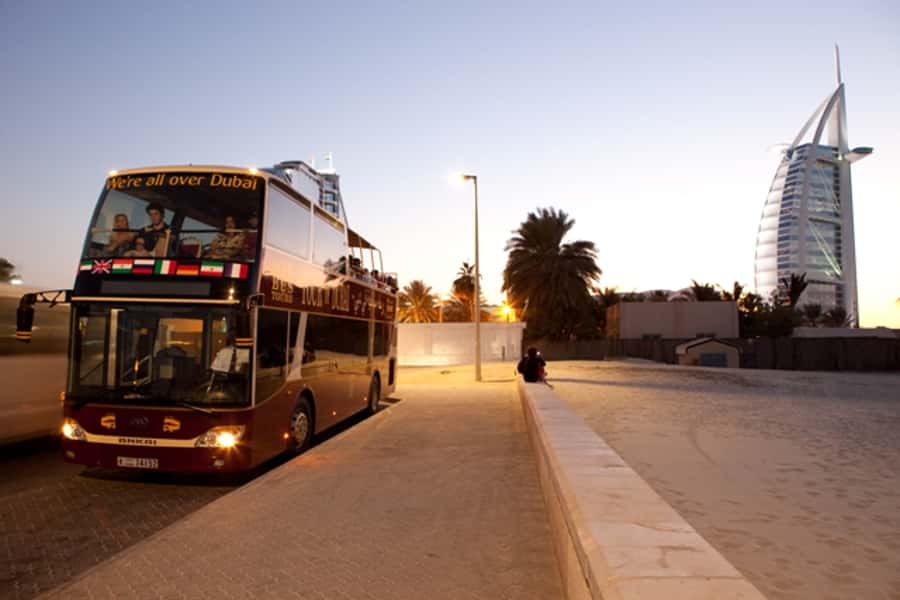 Dubai: Big Bus Panoramic Night Tour & Optional Dinner Cruise - Dubai Harbour, JLT, and the waterfront route