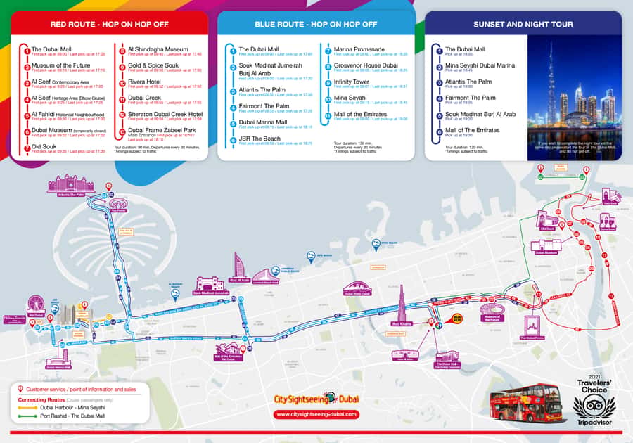 Dubai: City Sightseeing HOHO Bus Tour + Sunset & Night Tour - How to plan the rides without wasting time