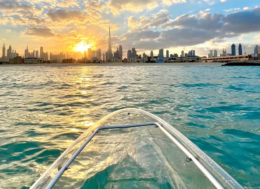 Dubai: Clear Kayaking Experience with Burj Khalifa View - Clear kayaks beside Dubai’s skyline