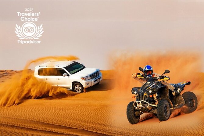 Dubai Desert Safari Adventure, 60mins ATV, Camel Ride, Shows, BBQ - Reaching Lahbab for the red dunes