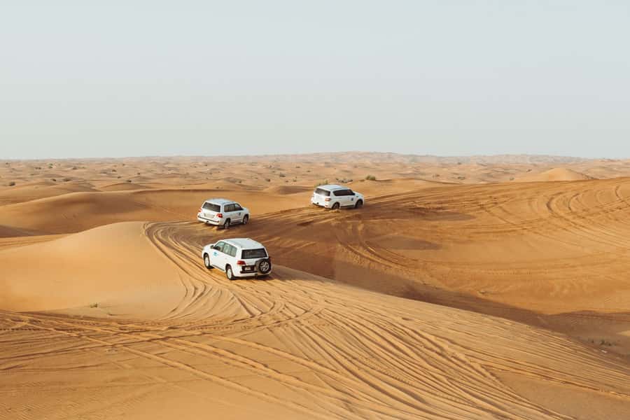 Dubai: Desert Safari, Camel Ride, and BBQ Dinner - Dune bashing and sand boarding