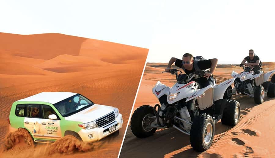 Dubai: Desert Safari, Quad Bike, Camel Ride and Sandboarding - Hotel pickup and the ride to the dunes