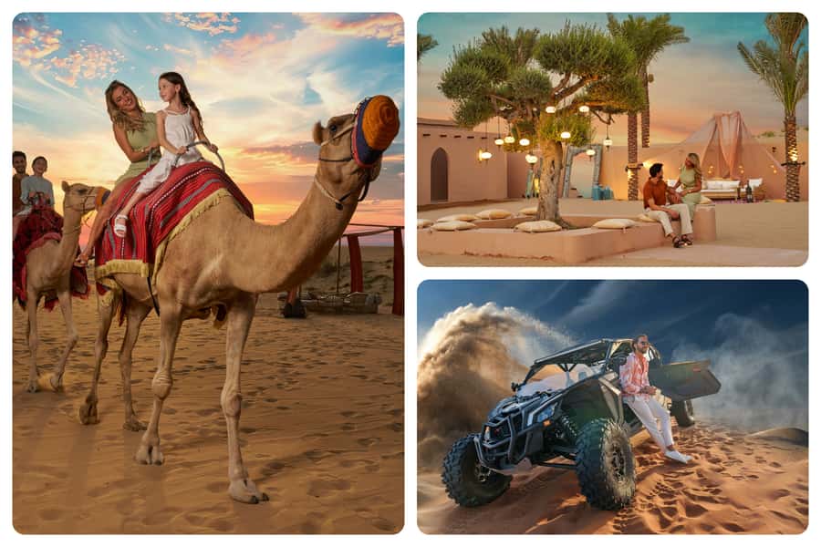 Dubai: Desert Safari, Quad Bike & Premium Camp Experience - Sandboarding, falcons, and camel time