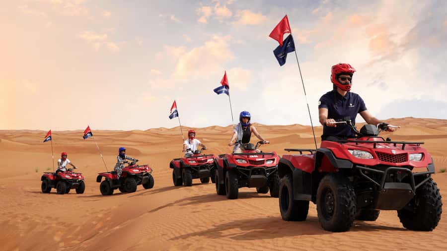 Dubai Desert Safari - Sandboarding, Quad Bike & BBQ Options - From your Dubai hotel to Lahbab’s red dunes