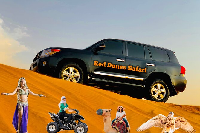 Dubai desert safari with 4x4 Dune Bashing,Camel Ride sand board - Leaving Dubai for the red dunes