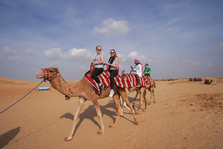 Dubai: Dune Buggy Desert Safari, Camel Ride & Sandboarding - The short camel ride and feeding stop