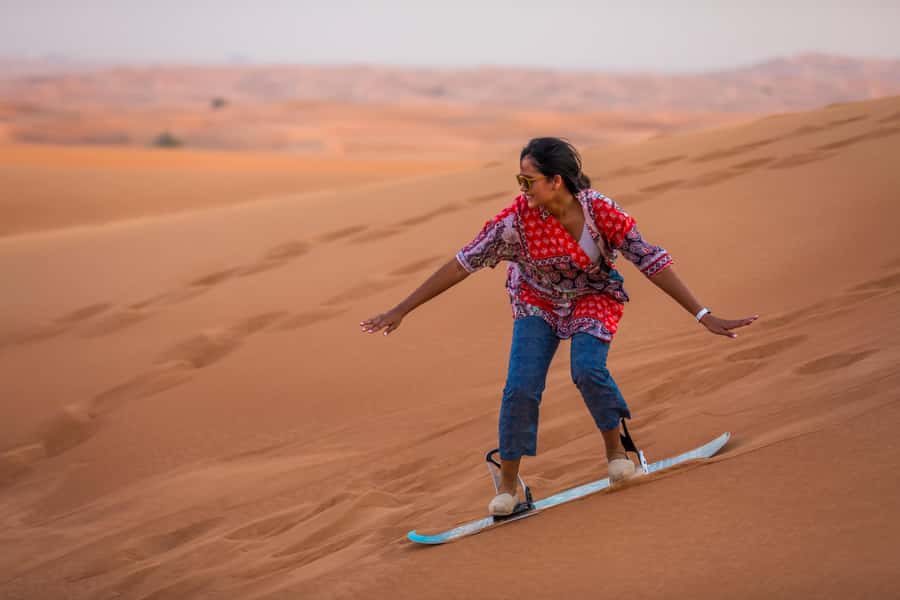 Dubai: Dune Buggy Desert Safari, Camel Ride & Sandboarding - BBQ dinner and evening entertainment