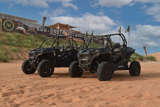 Dubai: Dune Buggy Safari and Camel Ride with Transportation - Sandboarding on the big dunes