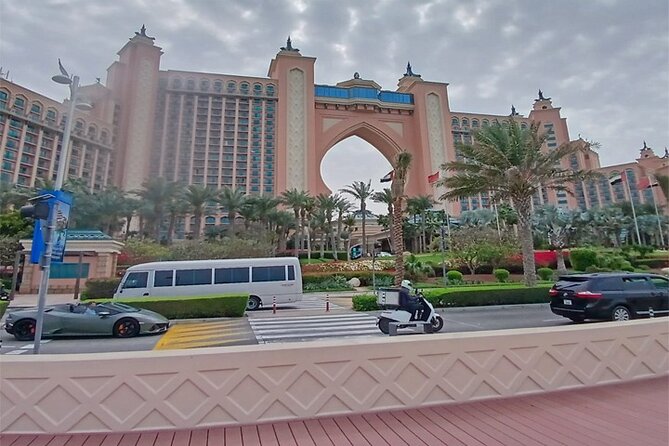 Dubai Full Day City Tour Evening Fountain Show Burj Khalifa - Burj Al Arab and Madinat Jumeirah are mostly seen from the vehicle