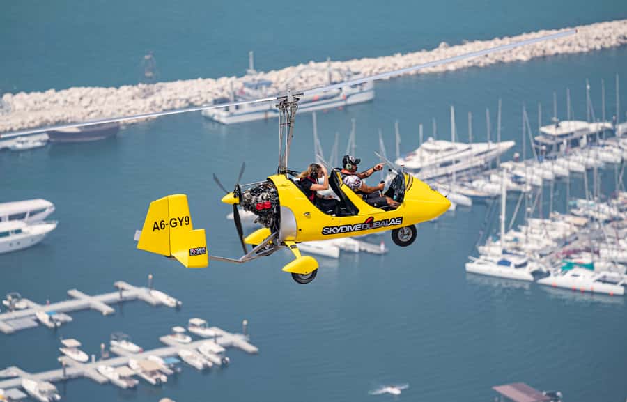 Dubai: Gyrocopter Introductory Flight - Following the Marina coastline