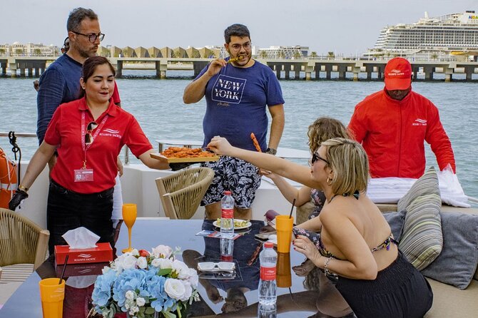 Dubai Harbour Super Yacht Experience with gourmet & Drinks - The swimming stop and the cruise pace