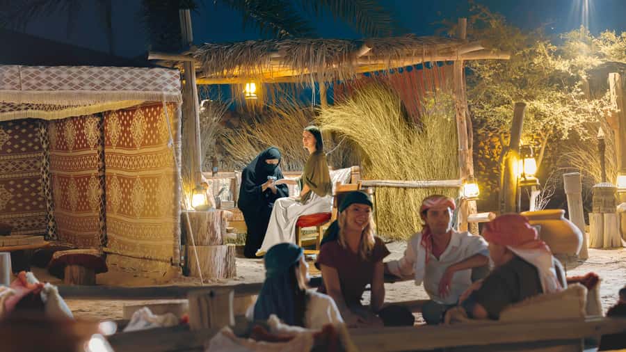 Dubai: Heritage Desert Safari wtih Overnight and Breakfast - Sunset falconry with tea and Vimto