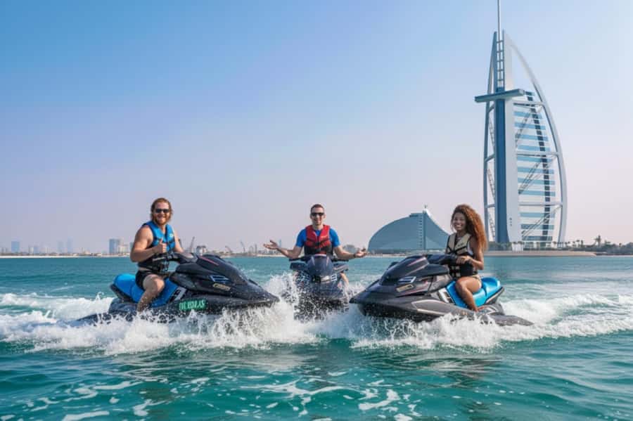 Dubai: Jetski, Burj Khalifa, Burj Al Arab, Juice, & Photos - Getting comfortable on a fast WaveRunner