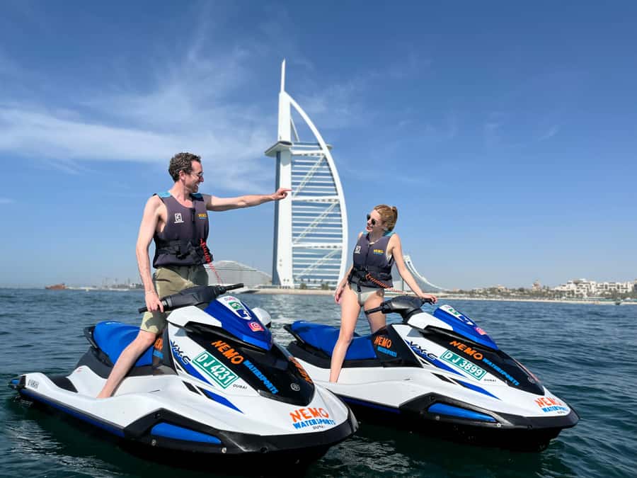 Dubai: Jetski to Burj Arab-Atlantis w Pic, Video & Icecream - The safety briefing and first minutes on the water