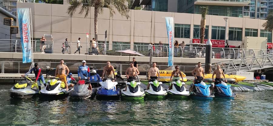 Dubai: Jetski Tour to Dubai Eye, JBR, Palm & Burj Al Arab - Bluewaters Island and Ain Dubai from the water