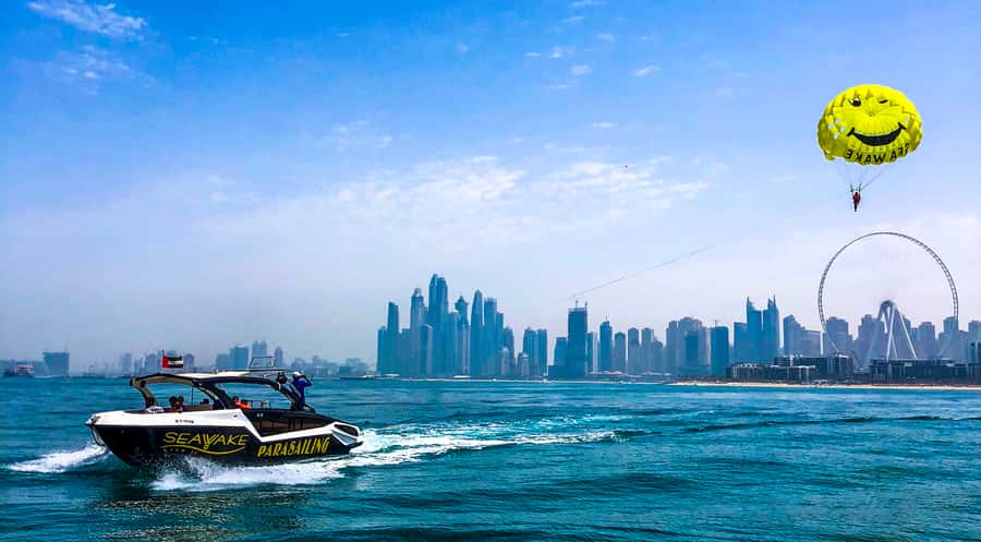 Dubai Jumeirah Parasailing adventure with breathtaking views - From Dubai Harbour to the open water