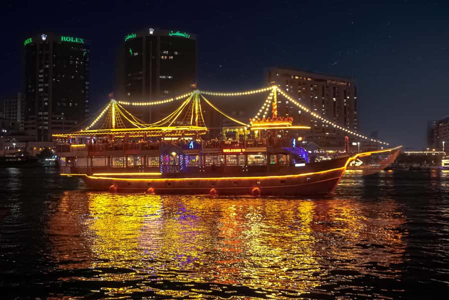Dubai: Luxury Dinner Cruise with Live Music - A traditional dhow on Dubai Creek