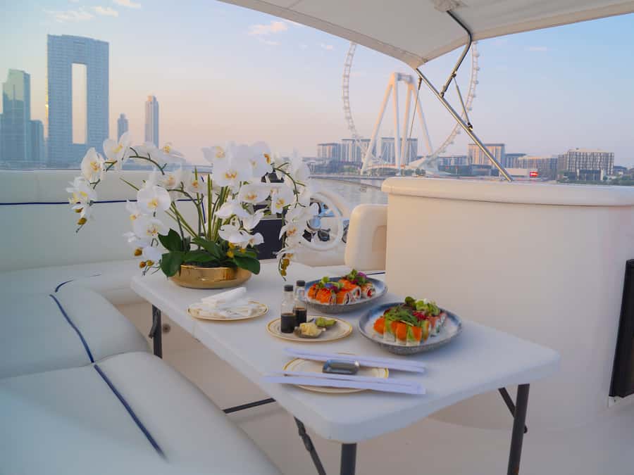 Dubai: Luxury Private 50 FT Yacht Cruise + Optional Sushi - Who will enjoy this most?
