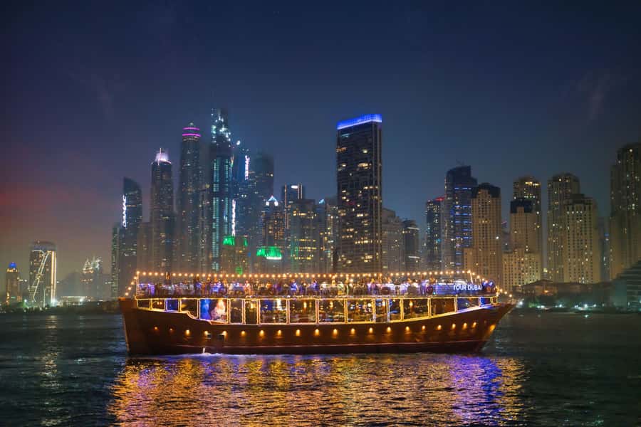 Dubai: Marina Luxury Dhow Dinner Cruise - Music, atmosphere, and the group on board