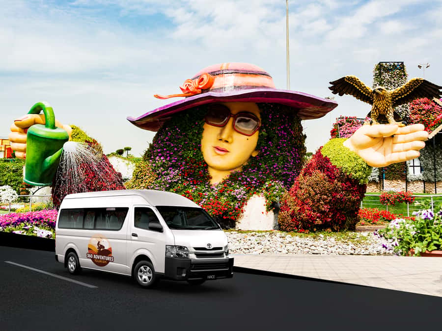 Dubai: Miracle Garden Entry Ticket with Hotel Transfer - Floating Lady, Lake Park, and the umbrella tunnel