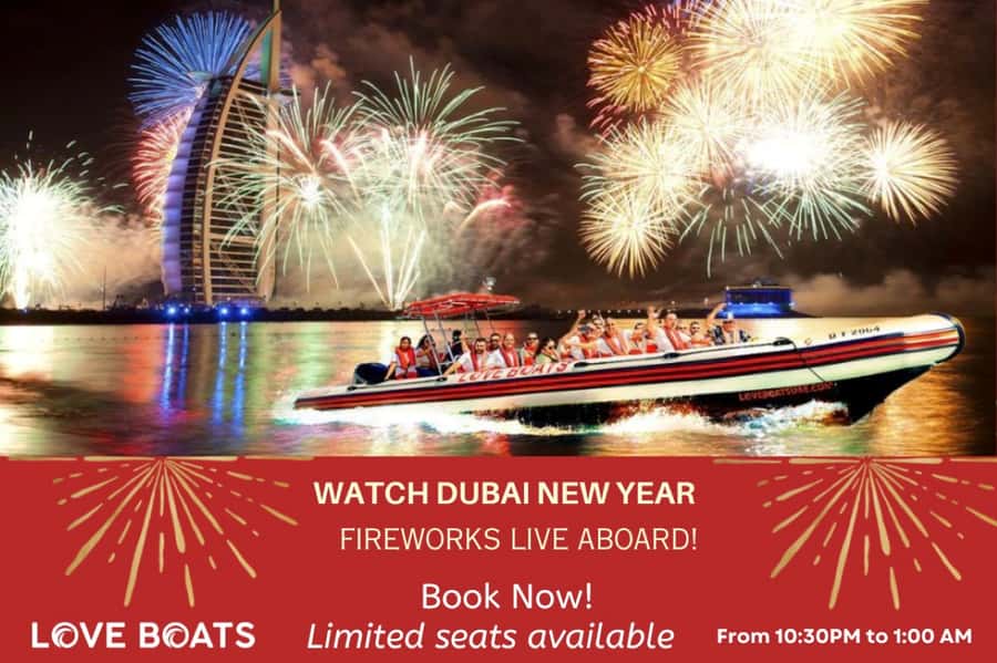 Dubai - New Year's Eve Fireworks show on a Speedboat - Leaving from Love Boats UAE at Dubai Marina