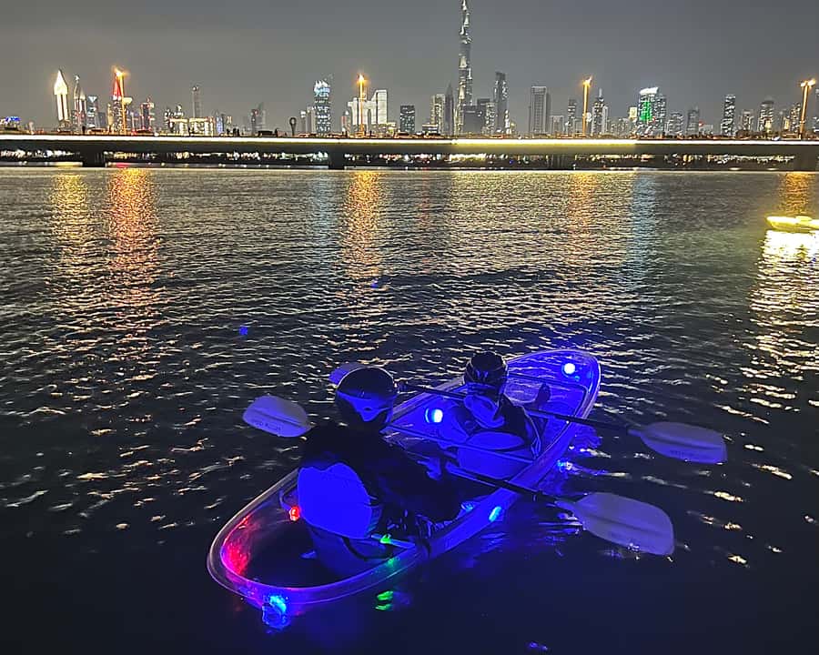 Dubai: Night Kayaking Tour - The safety briefing and first paddle
