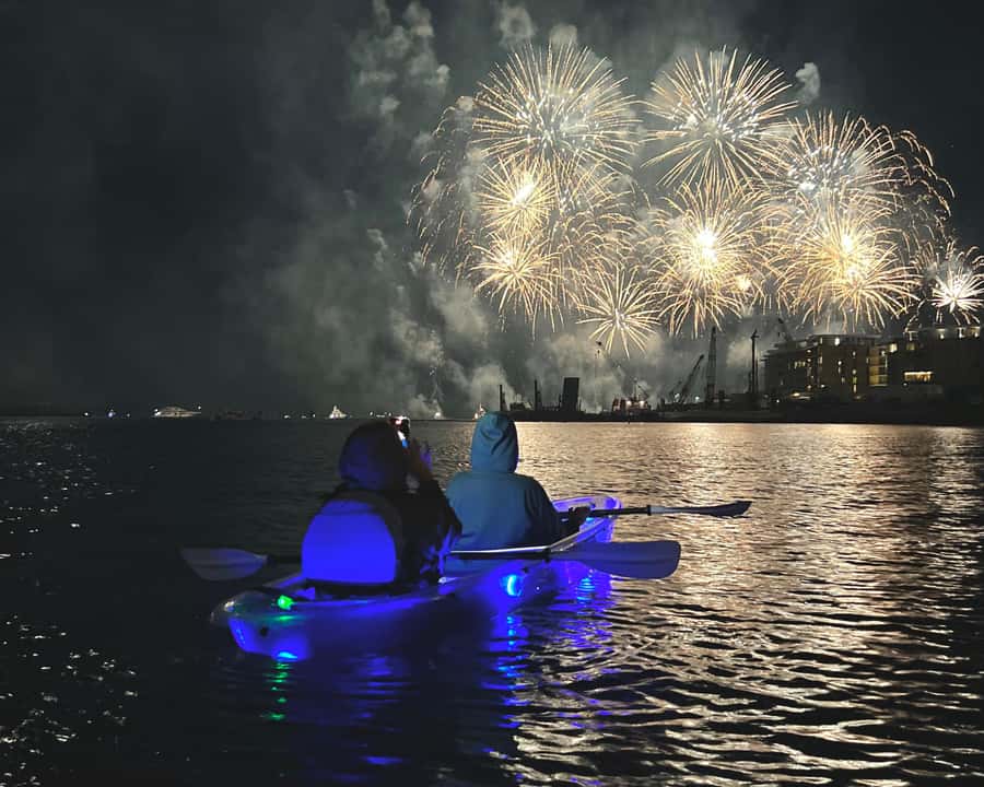 Dubai: Night Kayaking Tour - The glowing kayak on the water