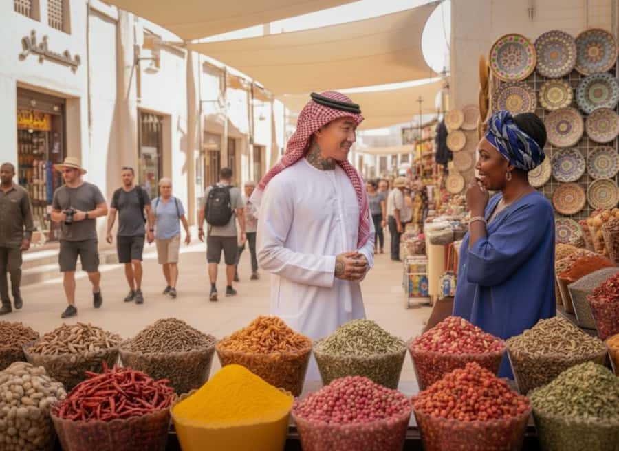 Dubai: Old Town, Street Food, Creek, Souks, & Emirati House - The abra across Dubai Creek