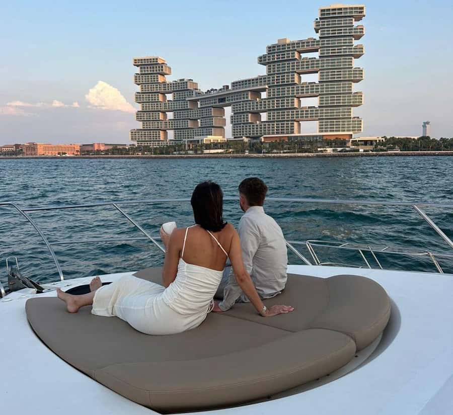 Dubai: Palm Jumeirah luxury private yacht Tour - Upper deck views, lower deck air conditioning