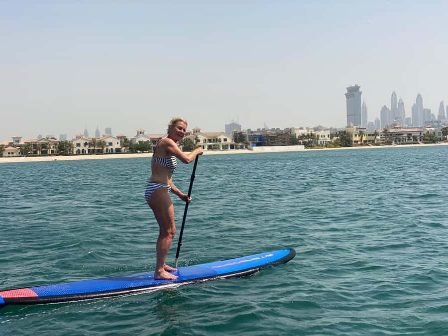 Dubai: Palm Jumeirah Paddle Boarding Tour - Returning along the same route