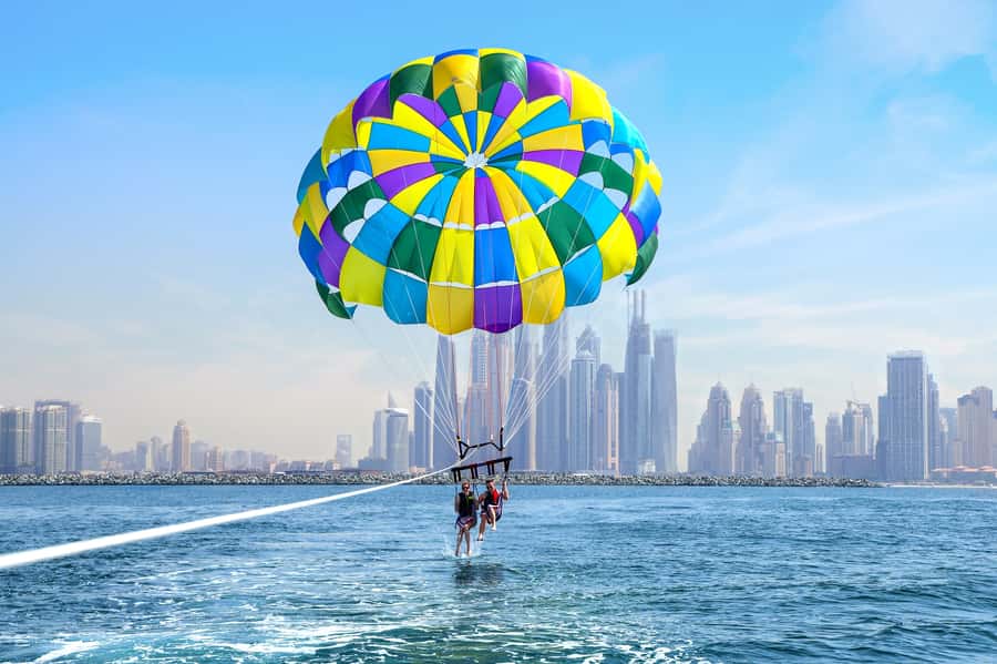 Dubai: Palm View and JBR View Parasailing Experience - The parasail flight at 200 meters