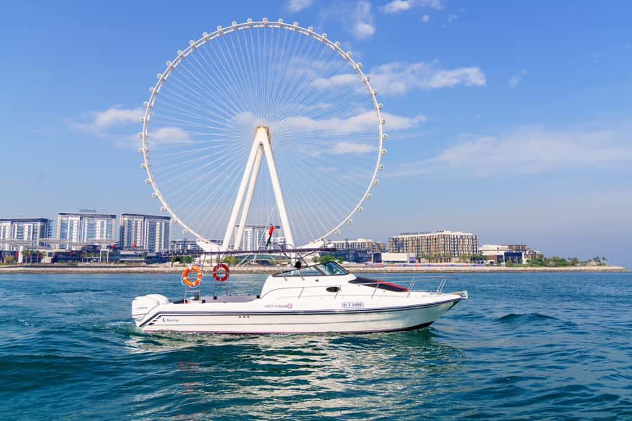 Dubai: Private Coastline Landmarks Mini-Yacht Tour - Ain Dubai and the Bluewaters view