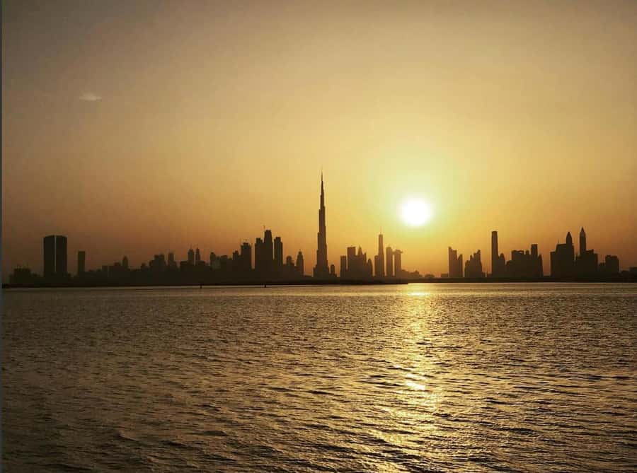 Dubai: Private Creek Harbour and Water Canal Cruise - Burj Khalifa from the water