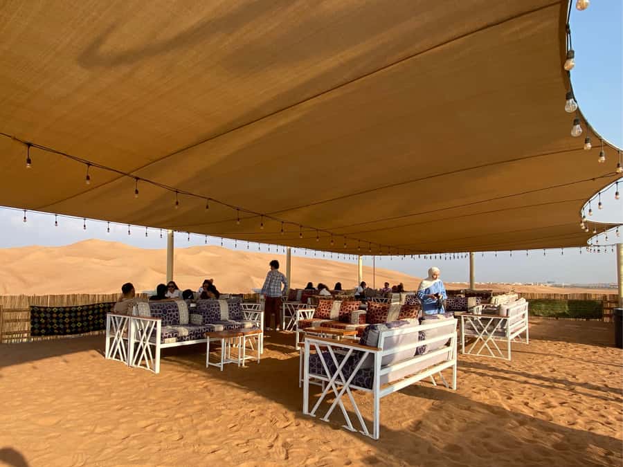 Dubai: Private Desert Buggy Tour, Camel Ride & Sandboarding - Base-camp comforts after the desert