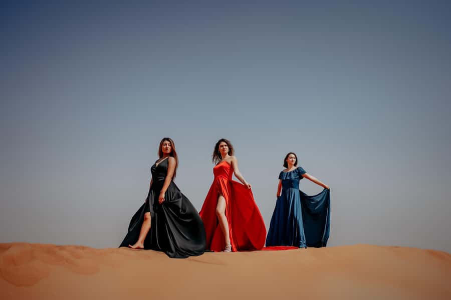 Dubai: Private Flying Dress Photography and Dune Drive Trip - What you receive after the camera stops