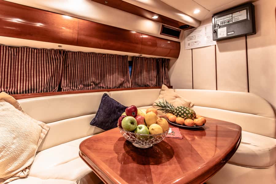 Dubai: Private Luxury Everest Yacht Cruise from Dubai Marina - Swimming, fishing, music, and food on board