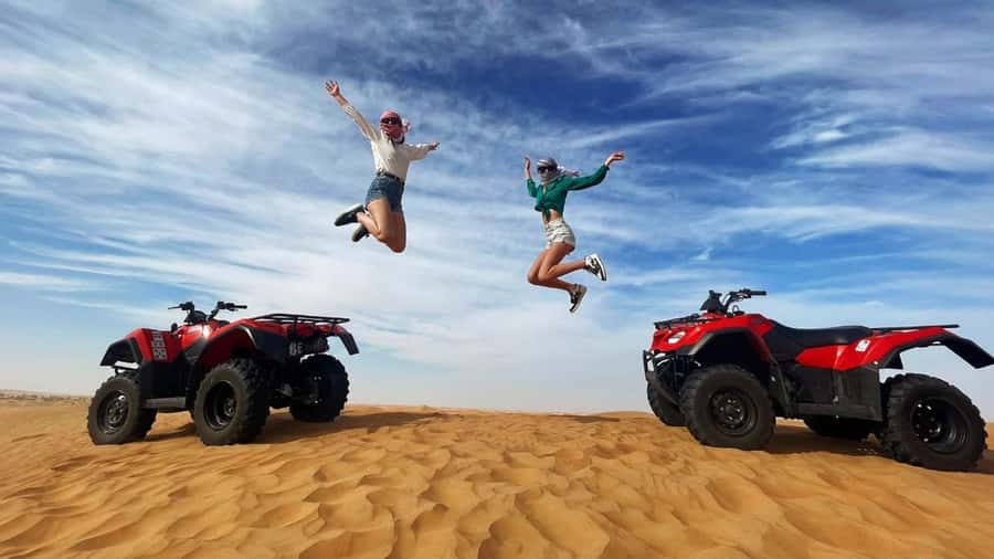 Dubai: Quad & ATV Bike, Red Dune Desert and Safari Adventure - Photo stops and sandboarding at Lahbab