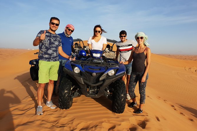 Dubai: Quad Bike Safari, Camels, & Camp with BBQ Dinner - Sandboarding and the Lahbab photo stop