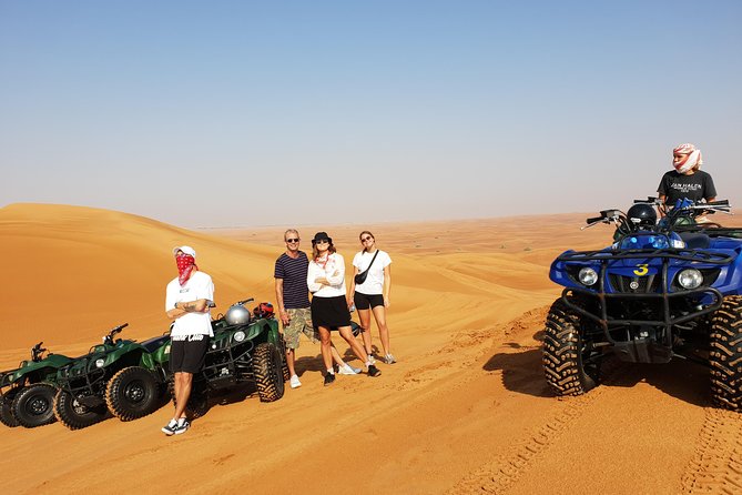 Dubai: Quad Bike Safari, Camels, & Camp with BBQ Dinner - A five-minute camel ride, with the right expectations