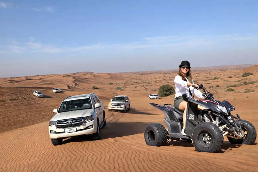 Dubai: Red Dunes Evening Quad Bike, Dune Blast with BBQ - Dune bashing in a Jeep or SUV