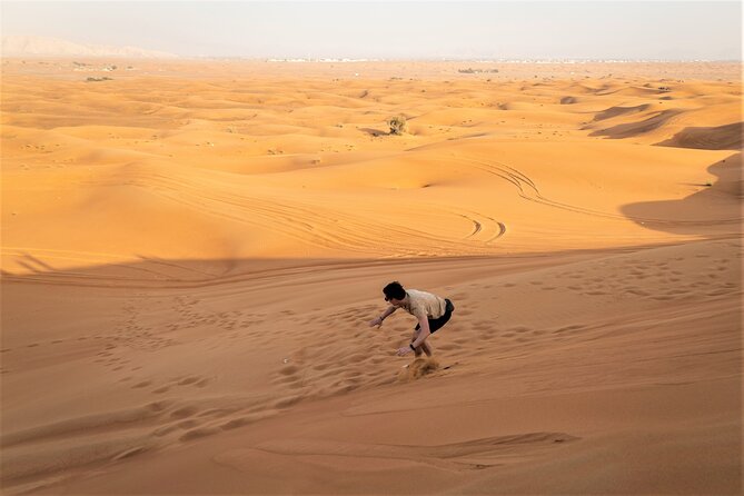Dubai Red Dunes with Sandboarding, Camel Ride, Falcon & VIP Camp - Sunset and the falcon stop add a local touch